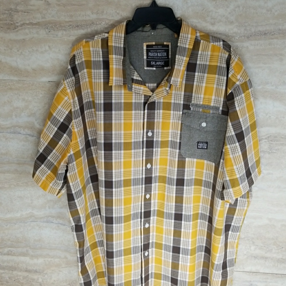 Yellow and Brown Parish Nation Button down shirt